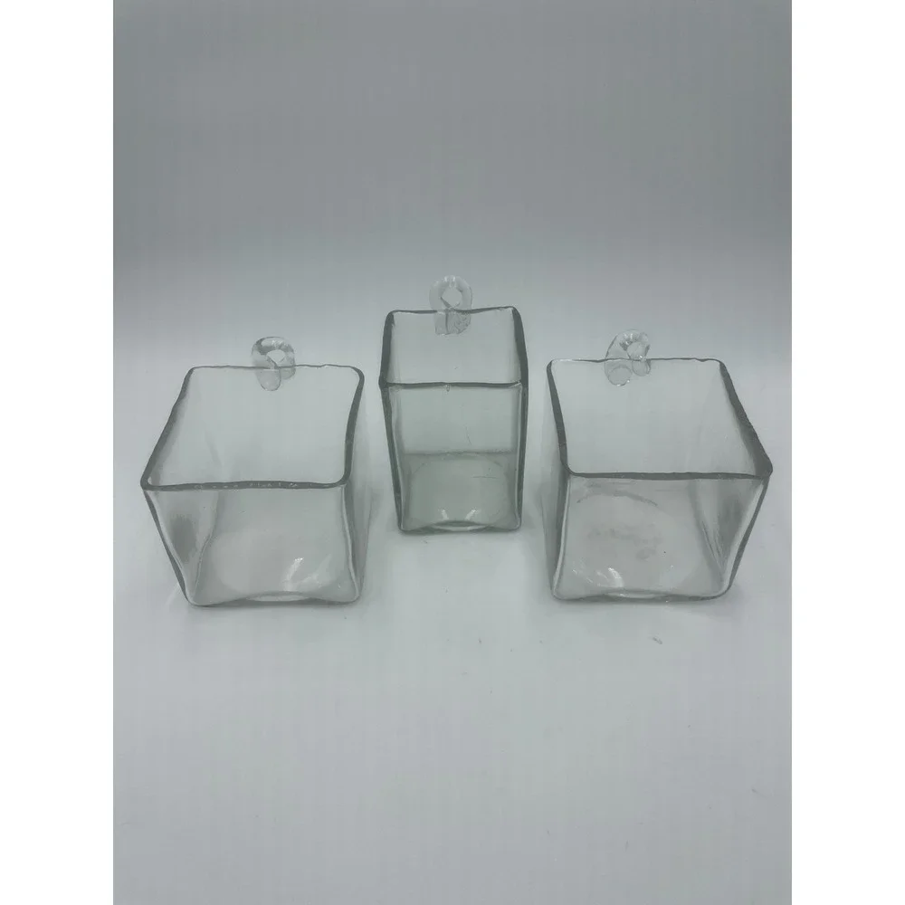 Set of 3 Handblown Hanging Glass Vases Karma Gifts Plant Cuttings Flower Display